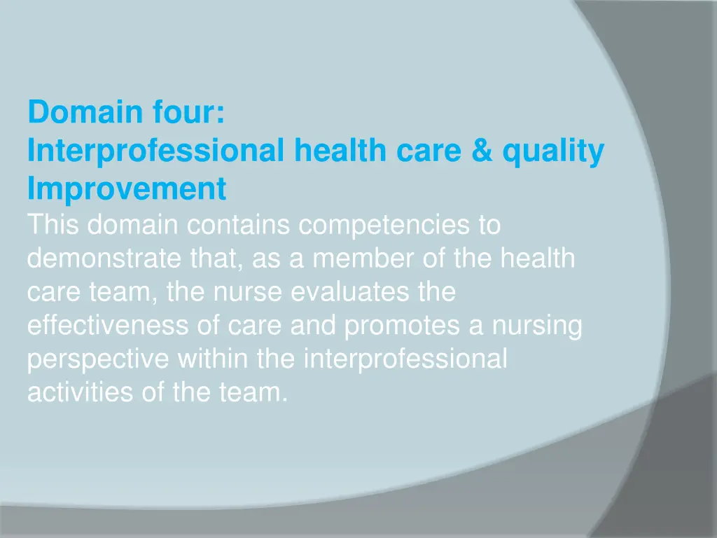 domain four interprofessional health care quality