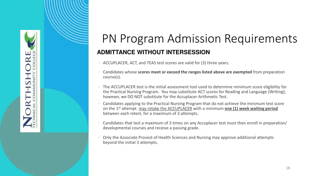 pn program admission requirements admittance