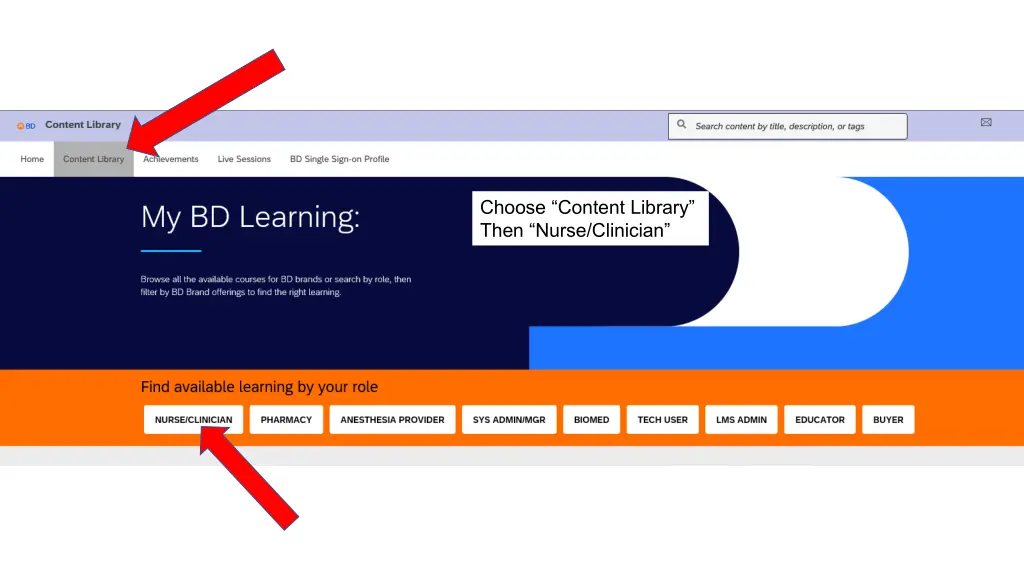 choose content library then nurse clinician