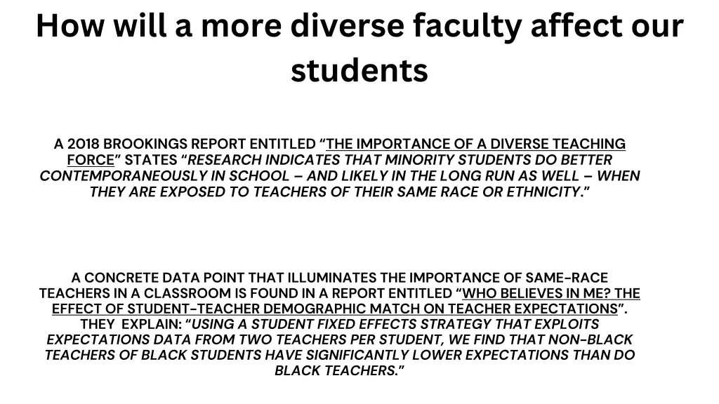 how will a more diverse faculty affect