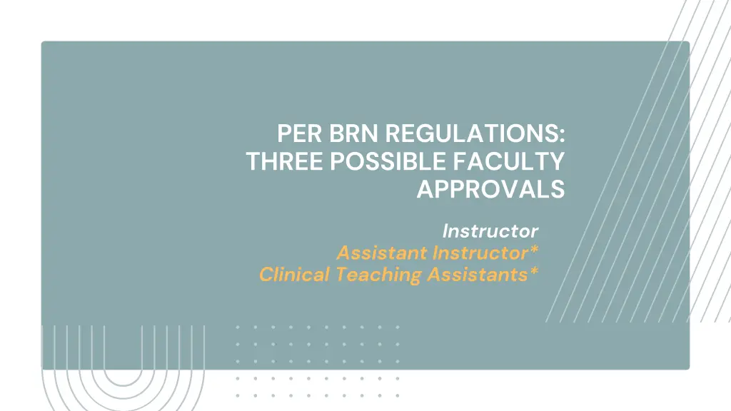 per brn regulations three possible faculty