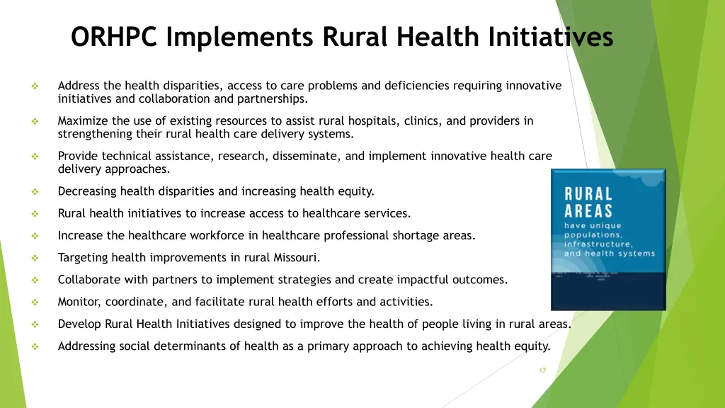 orhpc implements rural health initiatives