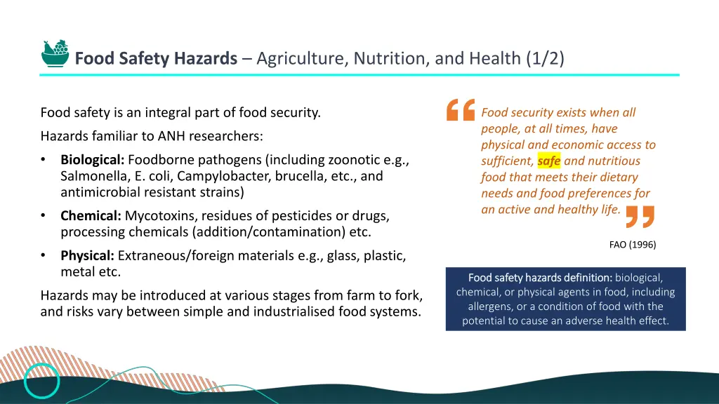 food safety hazards agriculture nutrition