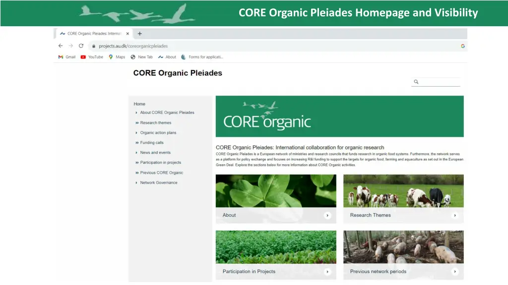 core organic pleiades homepage and visibility