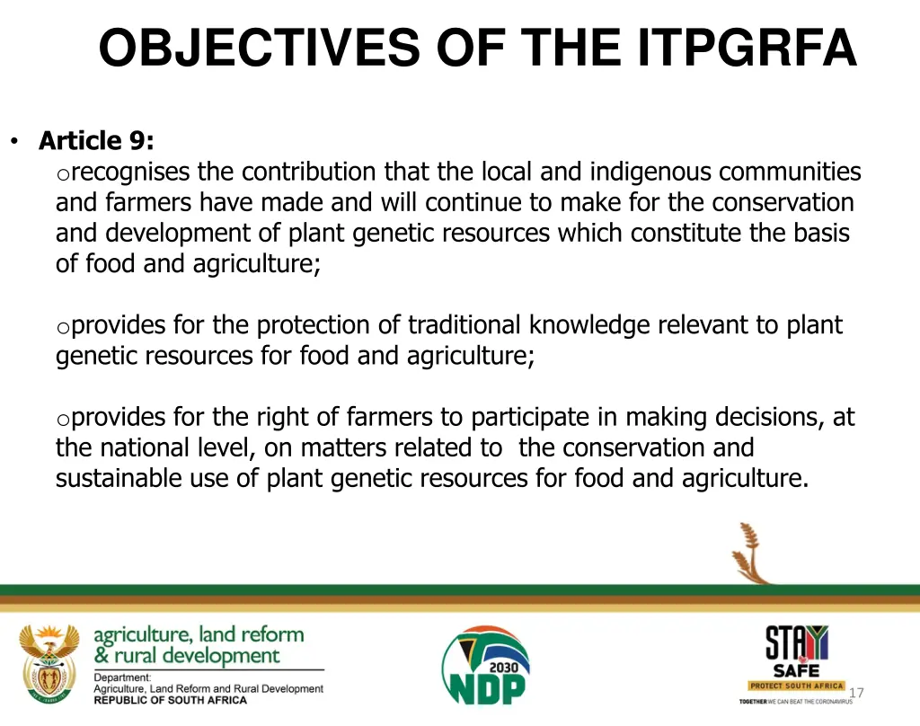 objectives of the itpgrfa