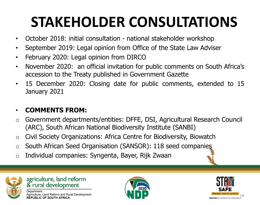 stakeholder consultations