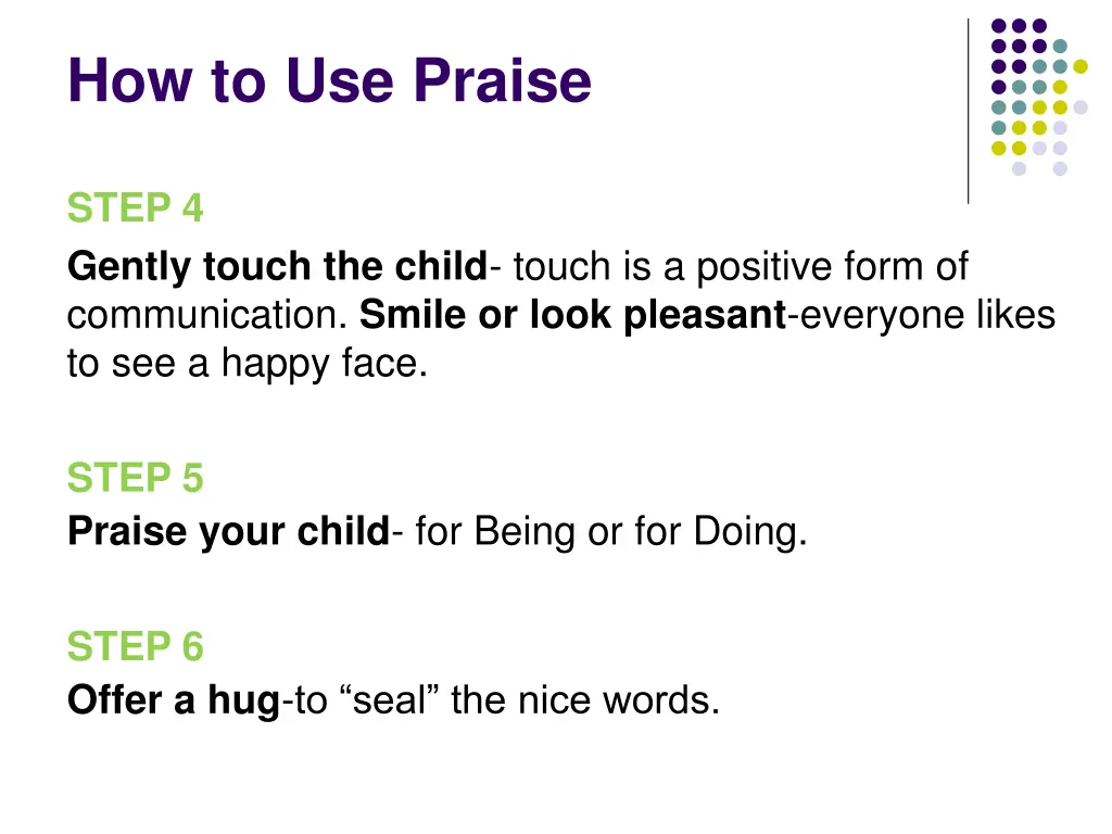 how to use praise 1