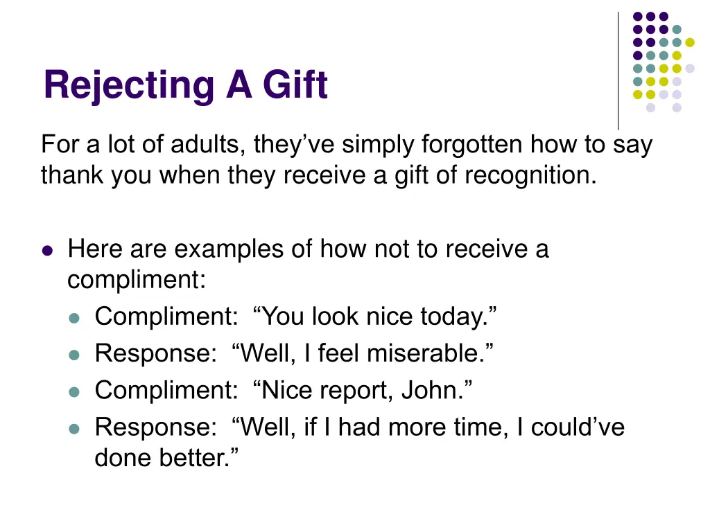 rejecting a gift