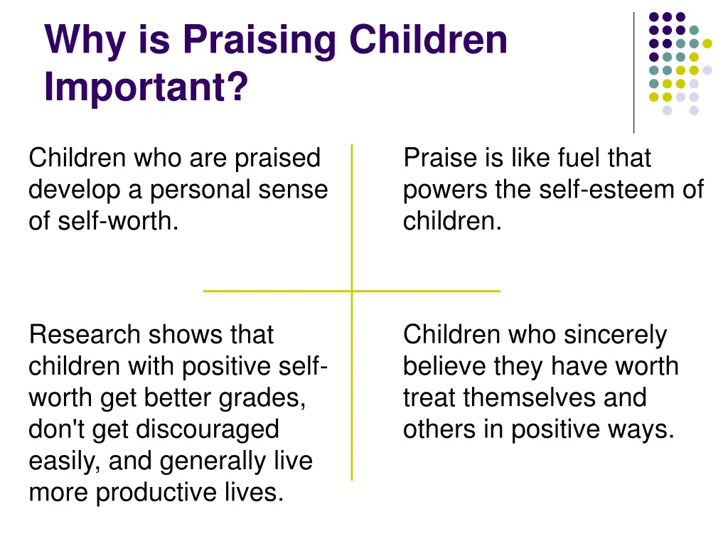 why is praising children important