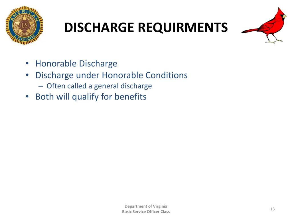 discharge requirments