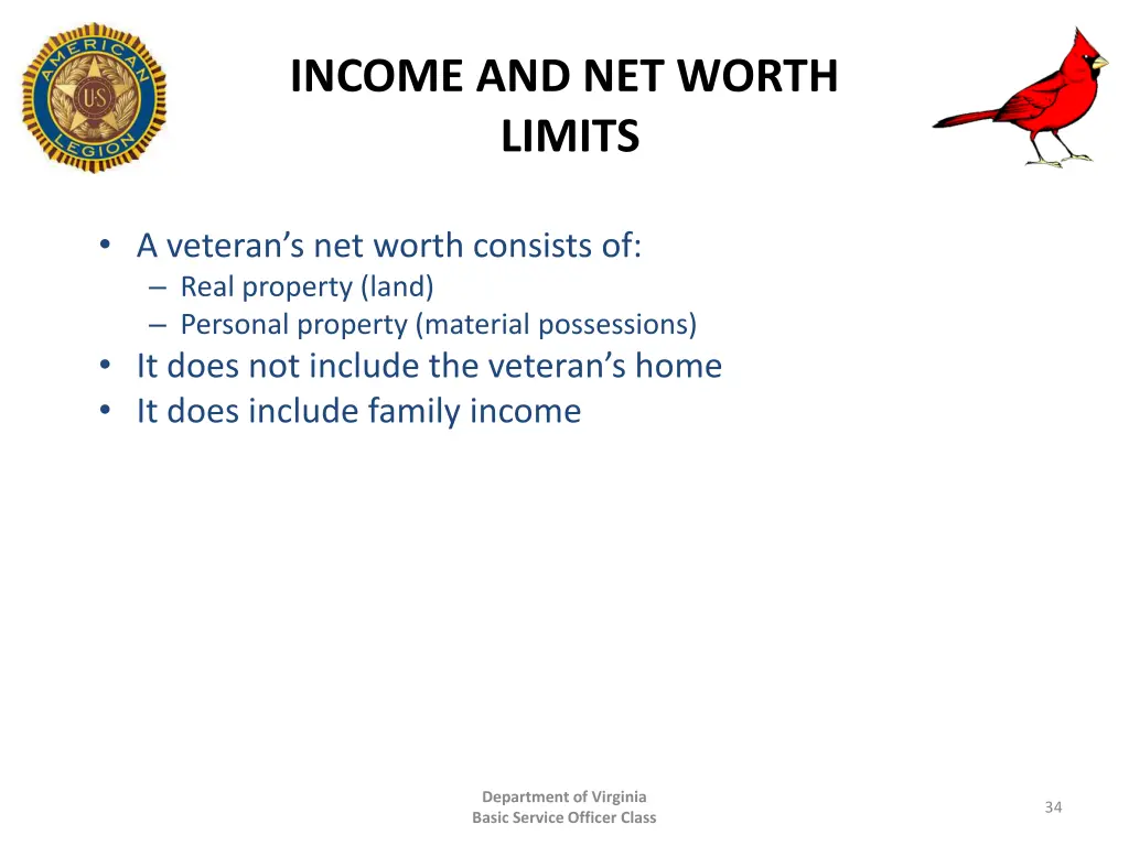 income and net worth limits