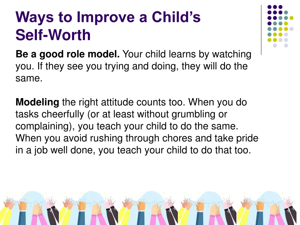 ways to improve a child s self worth be a good