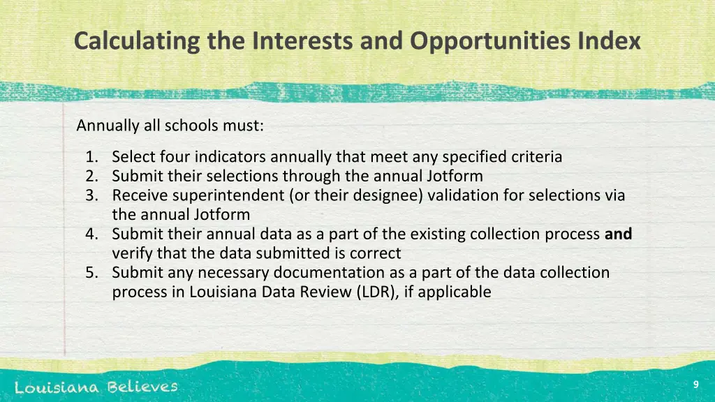 calculating the interests and opportunities index