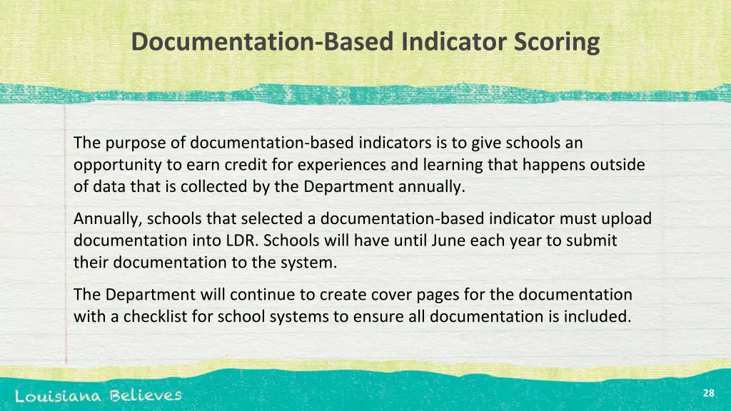documentation based indicator scoring