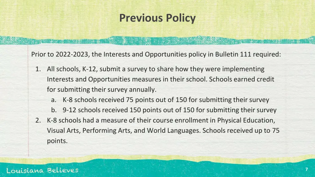 previous policy