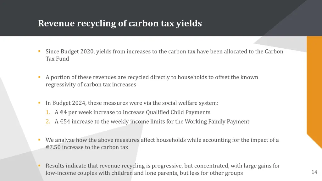 revenue recycling of carbon tax yields