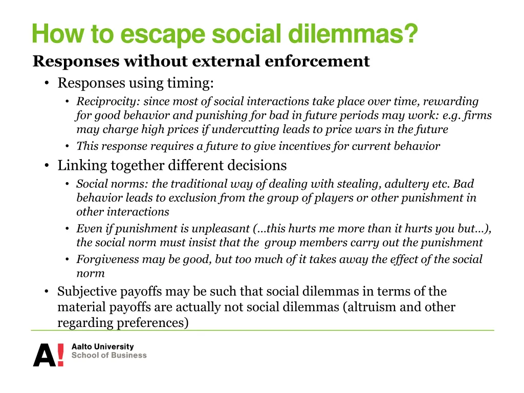 how to escape social dilemmas responses without