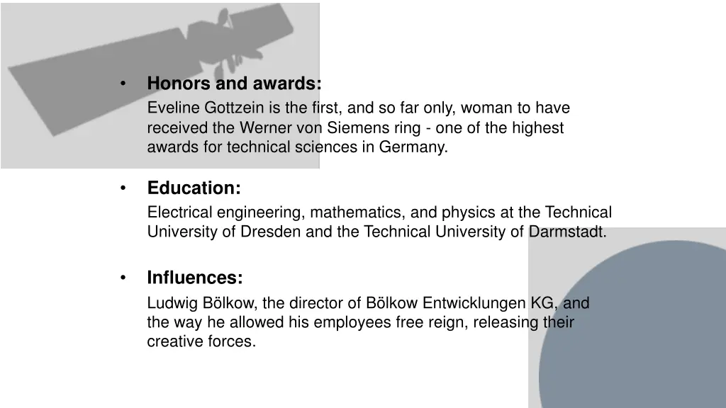 honors and awards eveline gottzein is the first