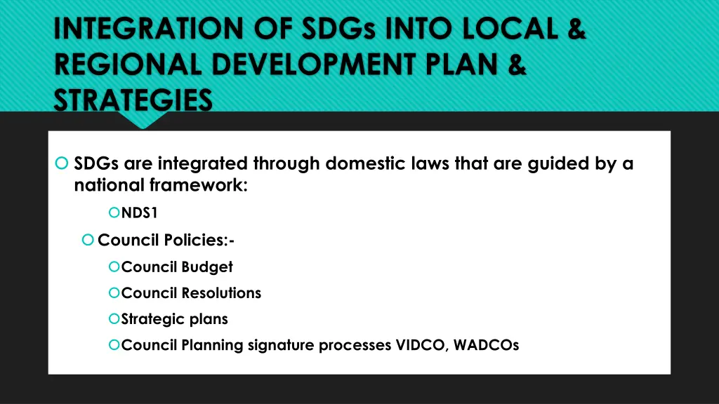 integration of sdgs into local regional