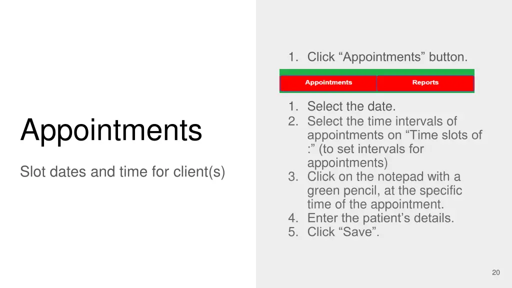 1 click appointments button