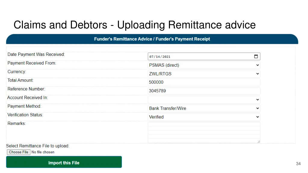 claims and debtors uploading remittance advice