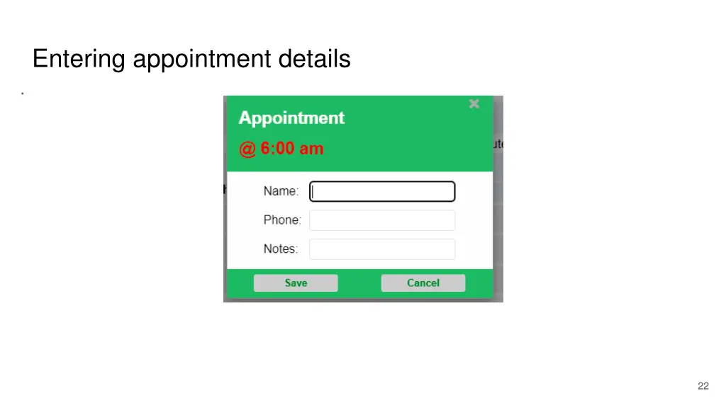 entering appointment details