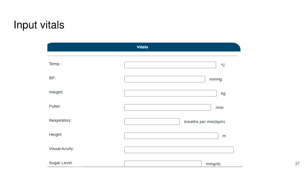 input vitals