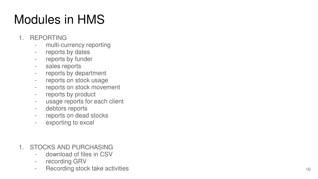 modules in hms 2