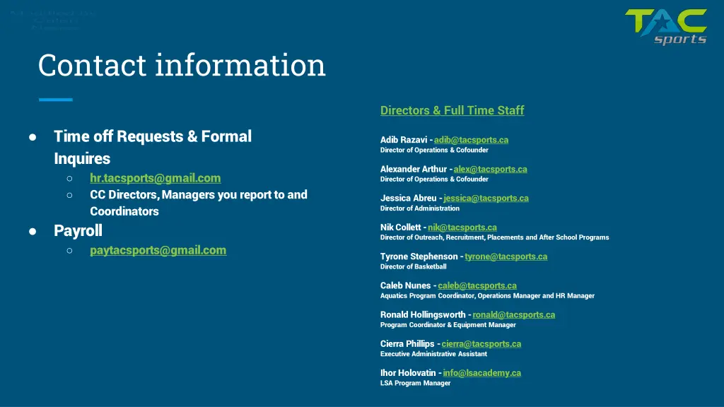 contact information