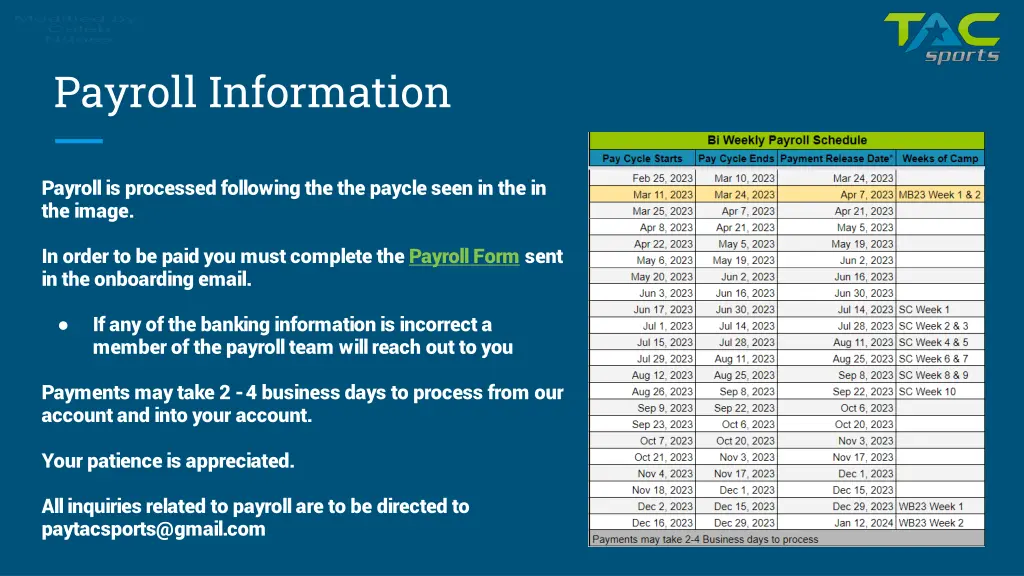 payroll information