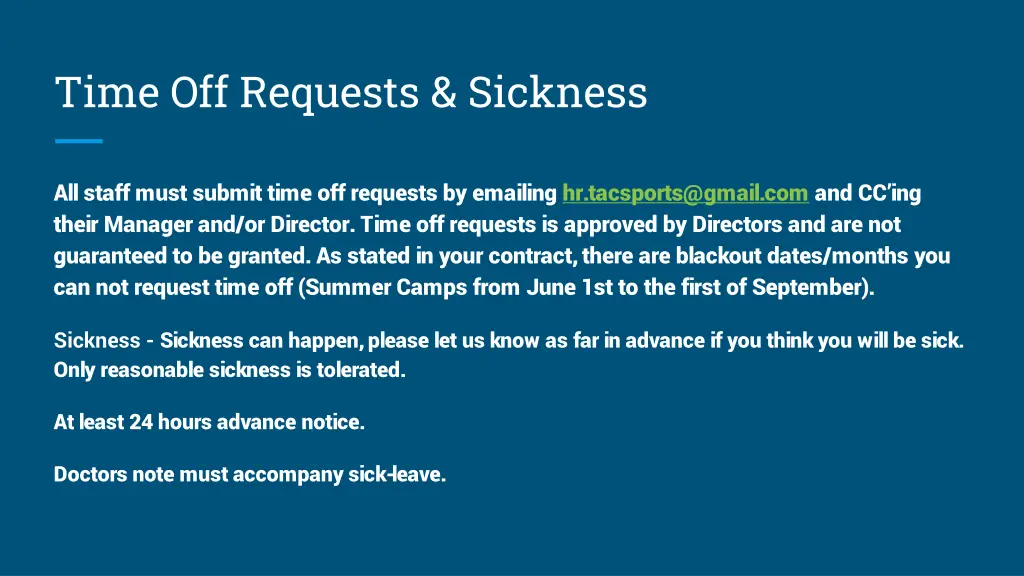 time off requests sickness