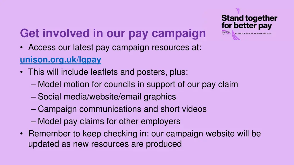 get involved in our pay campaign access