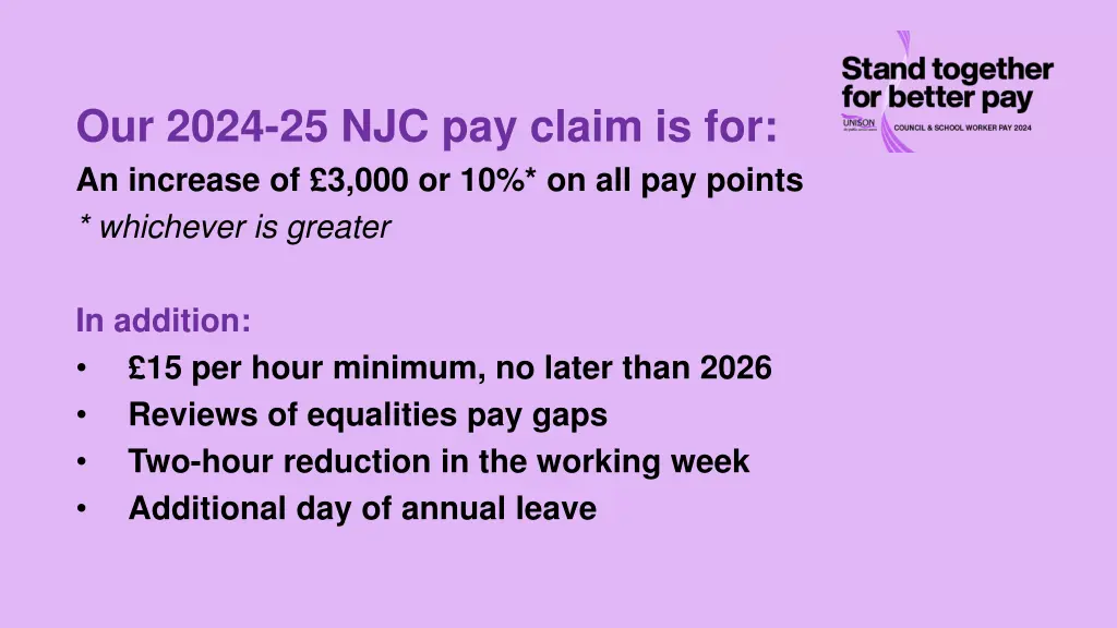 our 2024 25 njc pay claim is for an increase