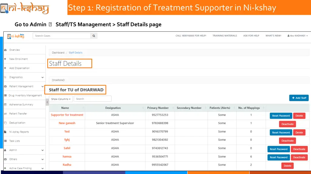 step 1 registration of treatment supporter 1