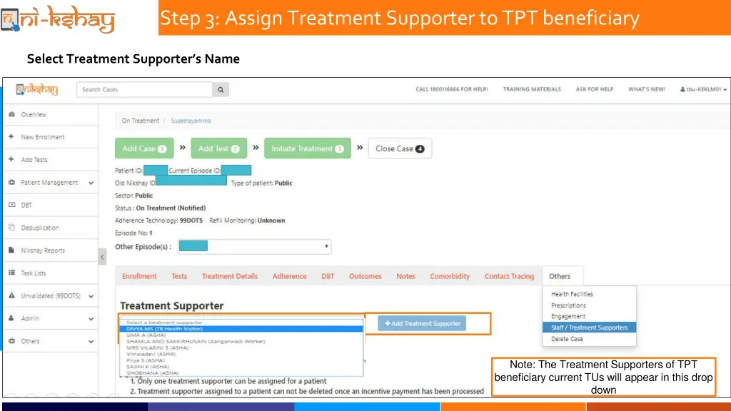 step 3 assign treatment supporter 1