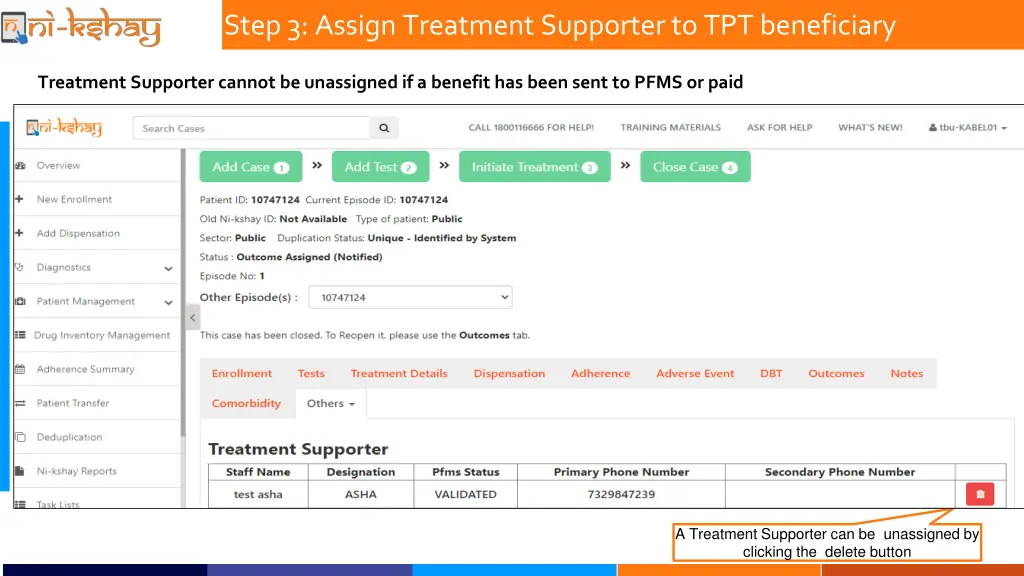 step 3 assign treatment supporter 2