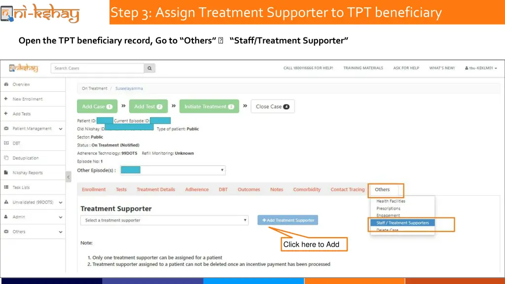 step 3 assign treatment supporter