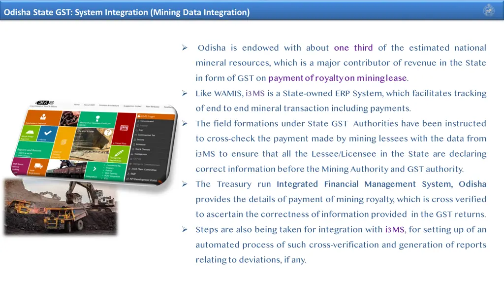 odisha state gst system integration mining data