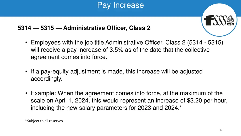 pay increase