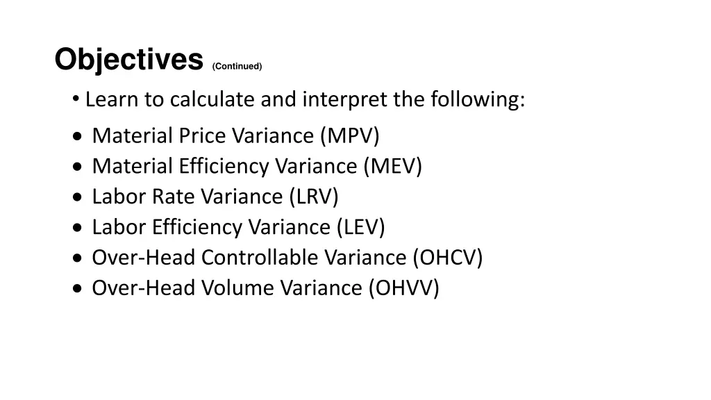 objectives continued learn to calculate