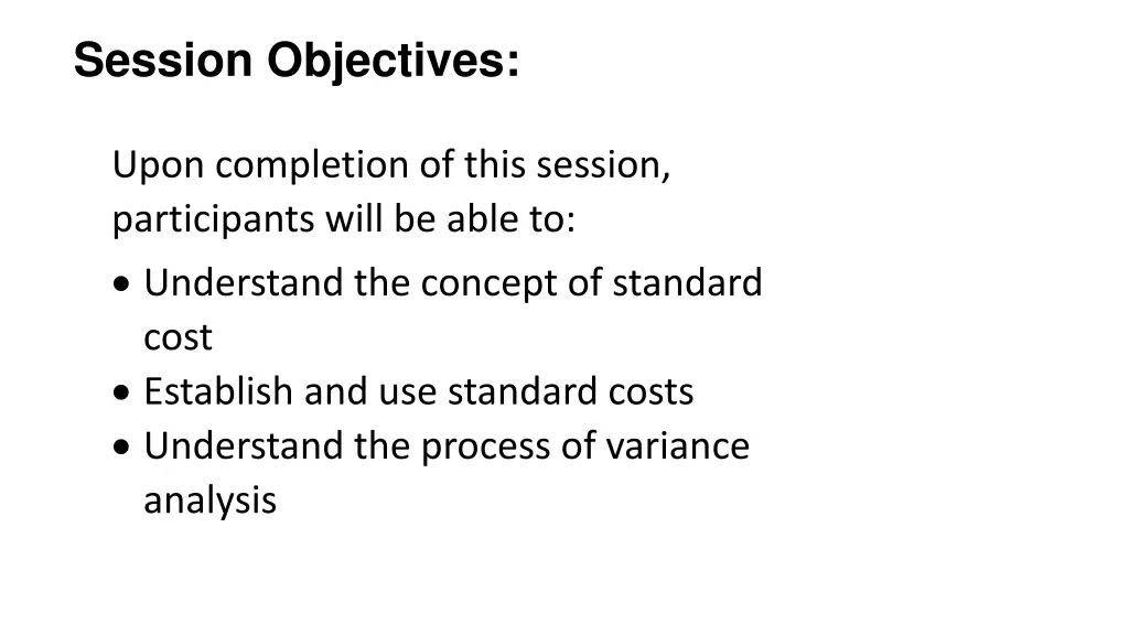 session objectives