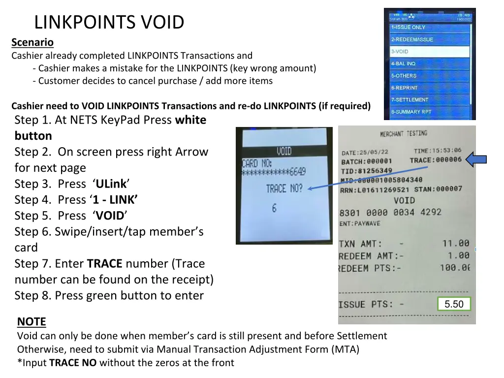 linkpoints void scenario cashier already