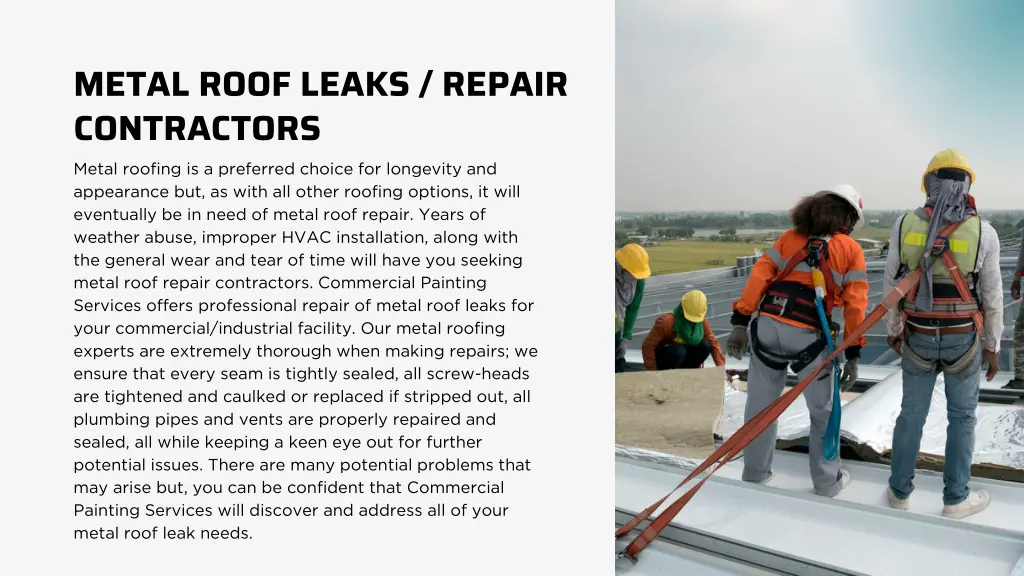 metal roof leaks repair contractors