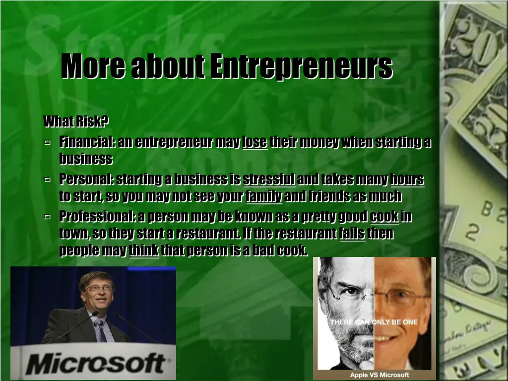 more about entrepreneurs