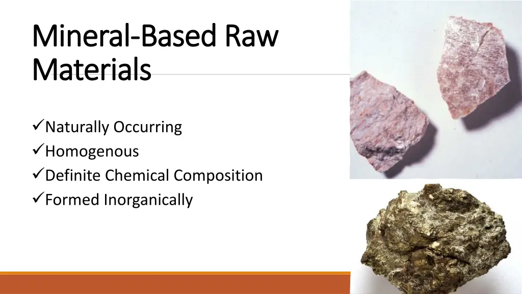 mineral mineral based raw based raw materials