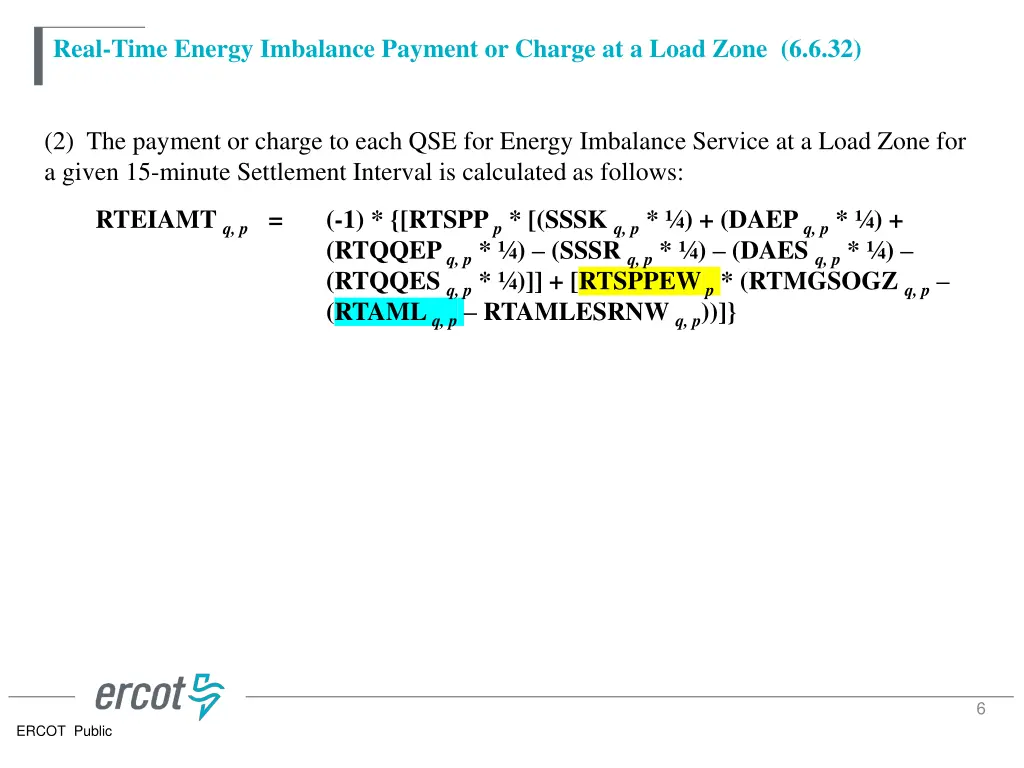 real time energy imbalance payment or charge