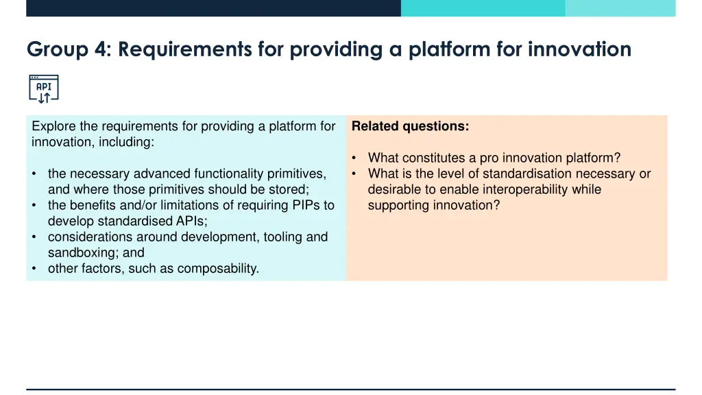 group 4 requirements for providing a platform