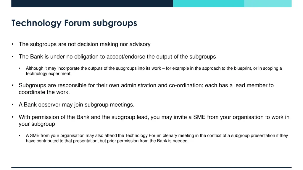 technology forum subgroups 1