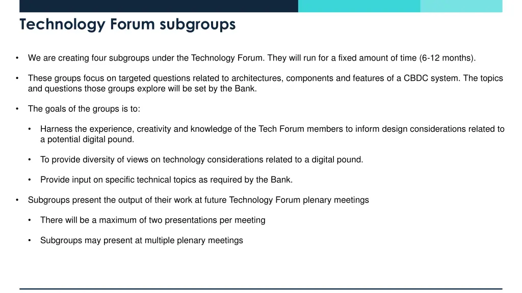 technology forum subgroups