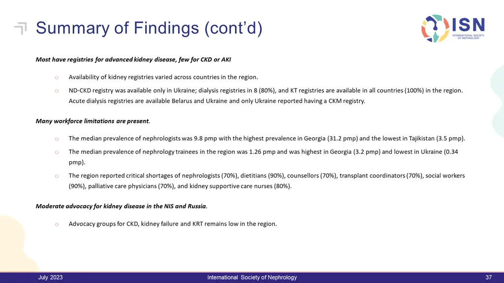 summary of findings cont d